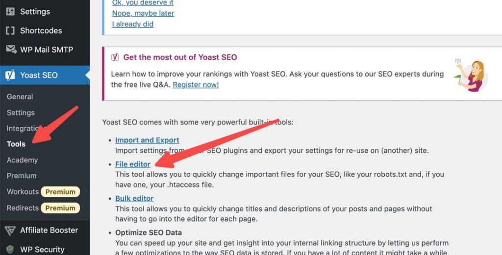 Yoast SEO插件编辑文件301重定向修改