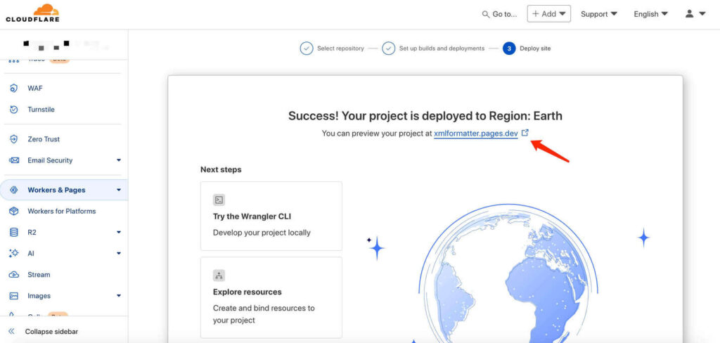 Cloudflare Pages Next.js Project deploy Step 5