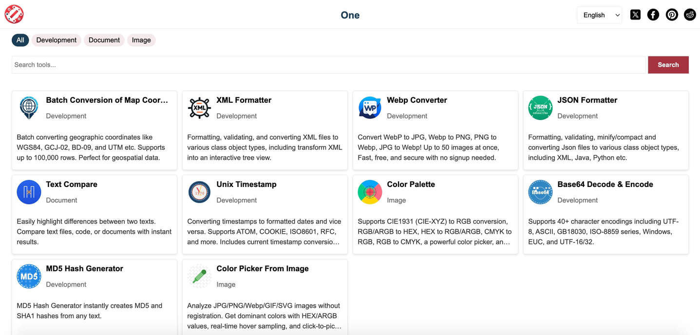 One Tool Examples OneTools.online 一站式工具库已上线 - 陈文管的博客